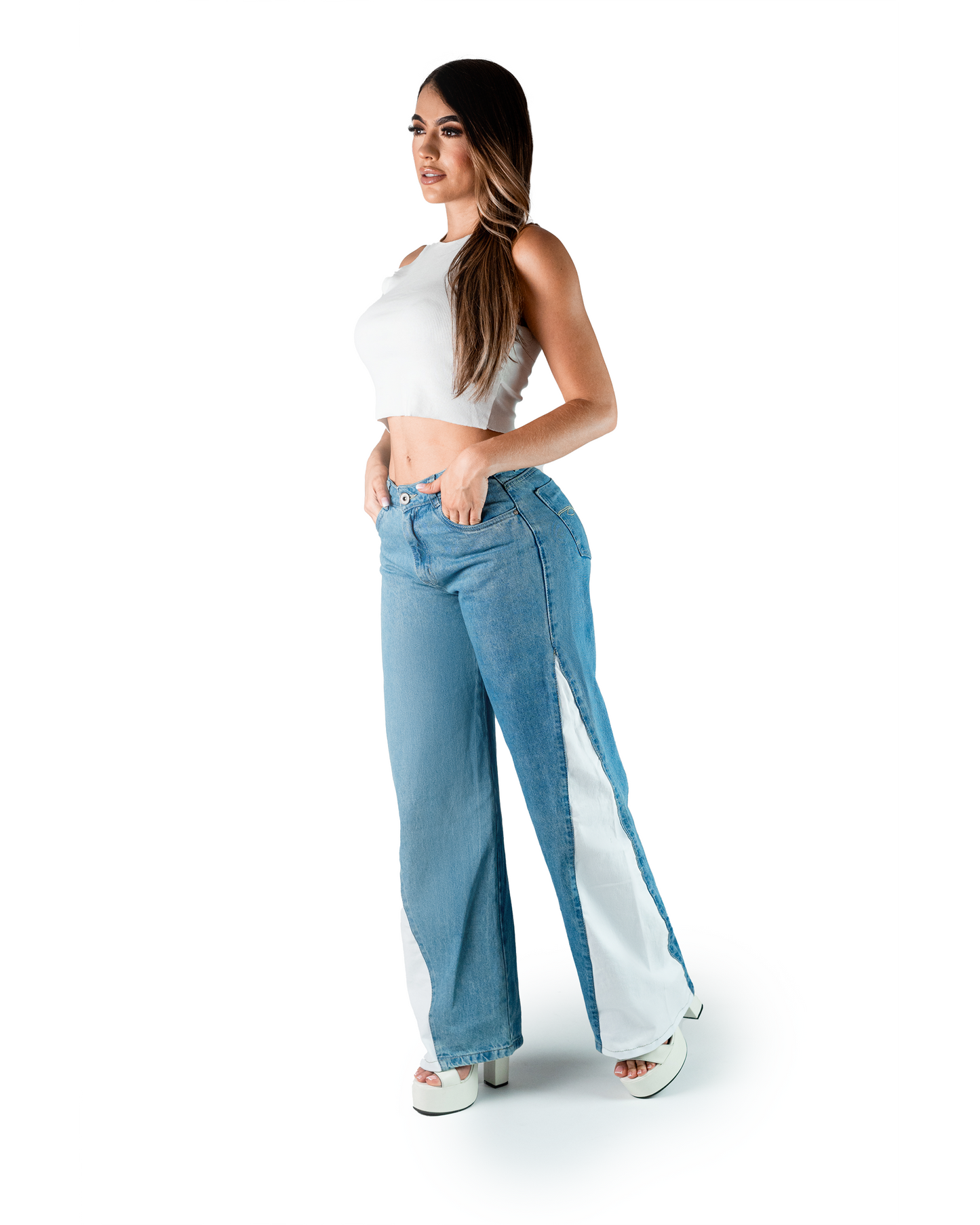 Jeans Wide Leg Tiro Alto 152688 - Piel de Ángel