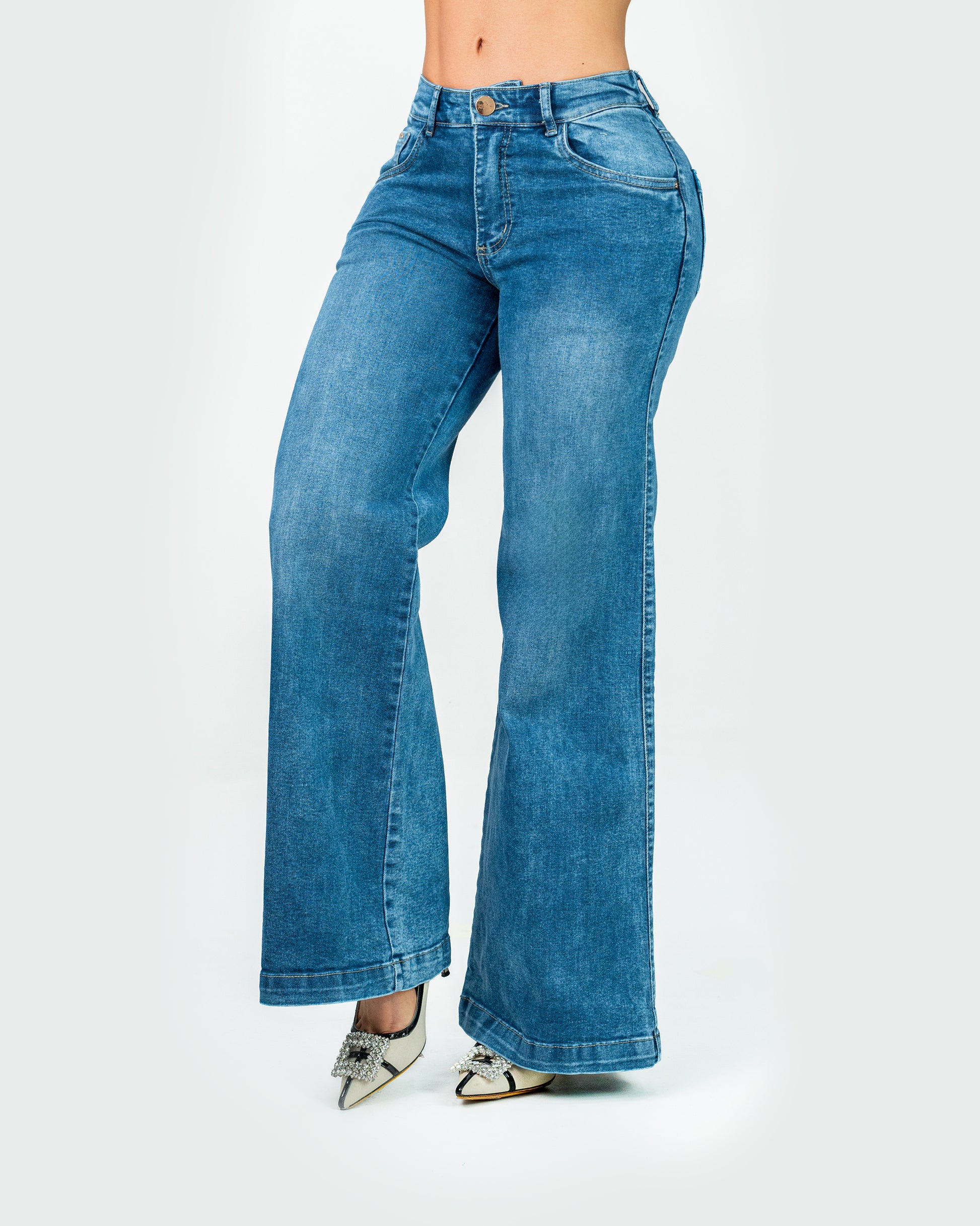 Jeans Bota Campana Tiro Alto 152709 - Piel De Ángel