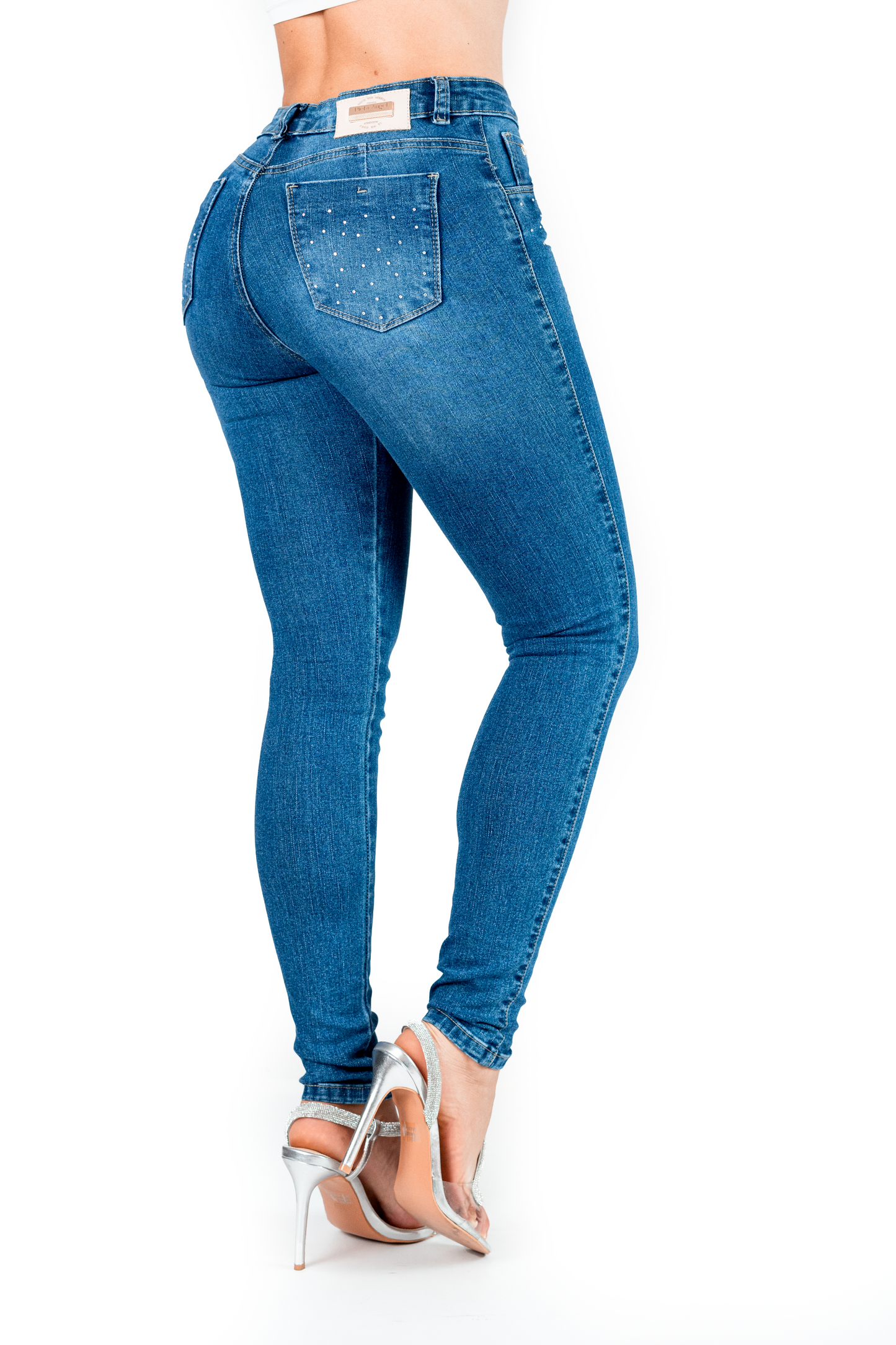Jeans Skinny Tiro Alto Brillo 152729 - Piel de Ángel