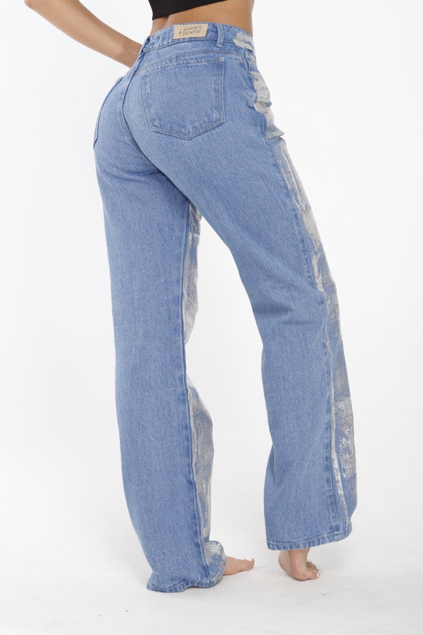 Jeans straight Tiro Alto Metalizado 152542 - Piel de Ángel