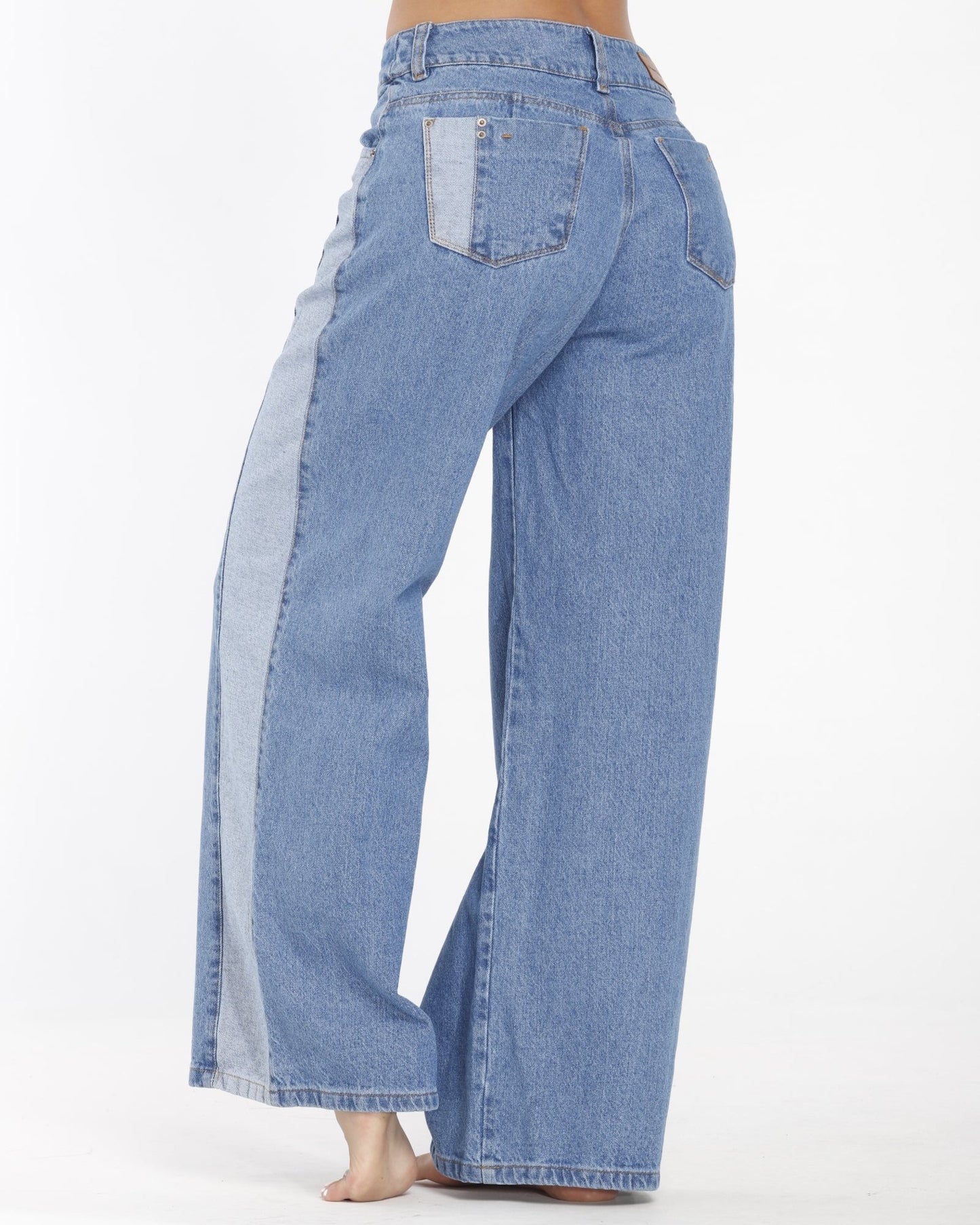 Jeans Wide Leg 5 Botones 2 Tonos 152661 - Piel de Ángel