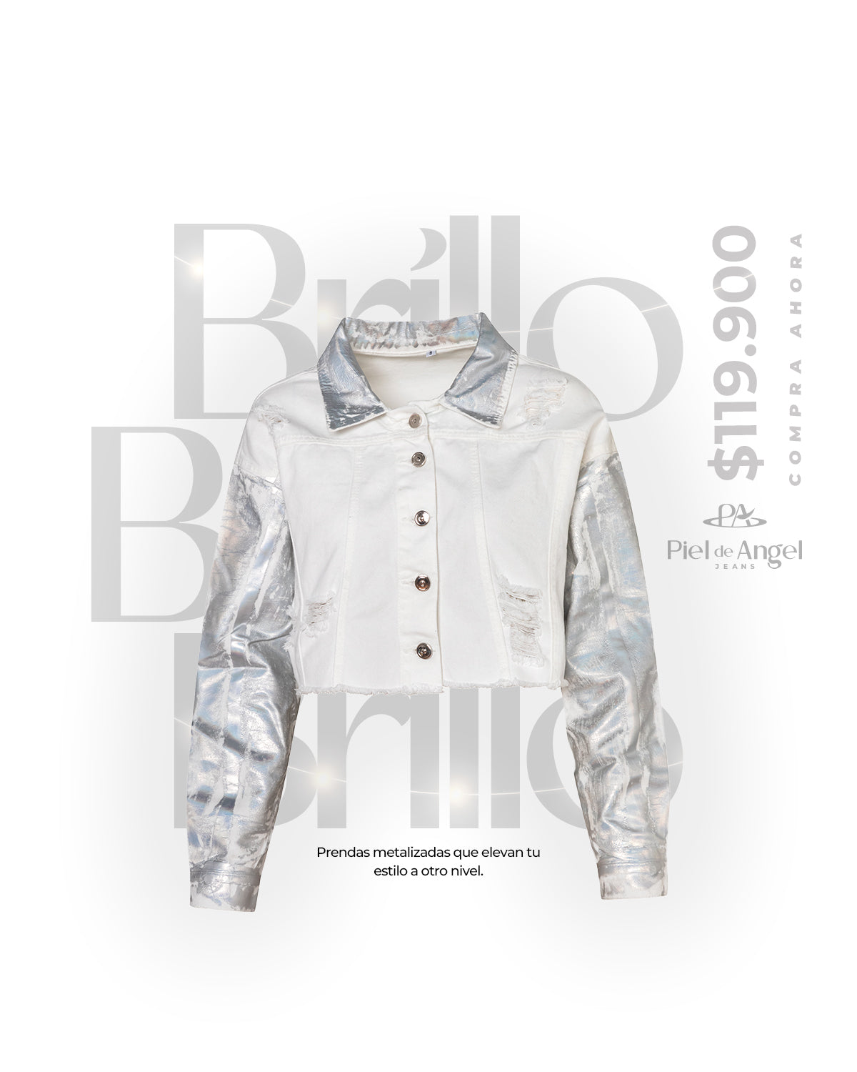 Chaqueta Metálica Crop 1319A- Piel de Ángel