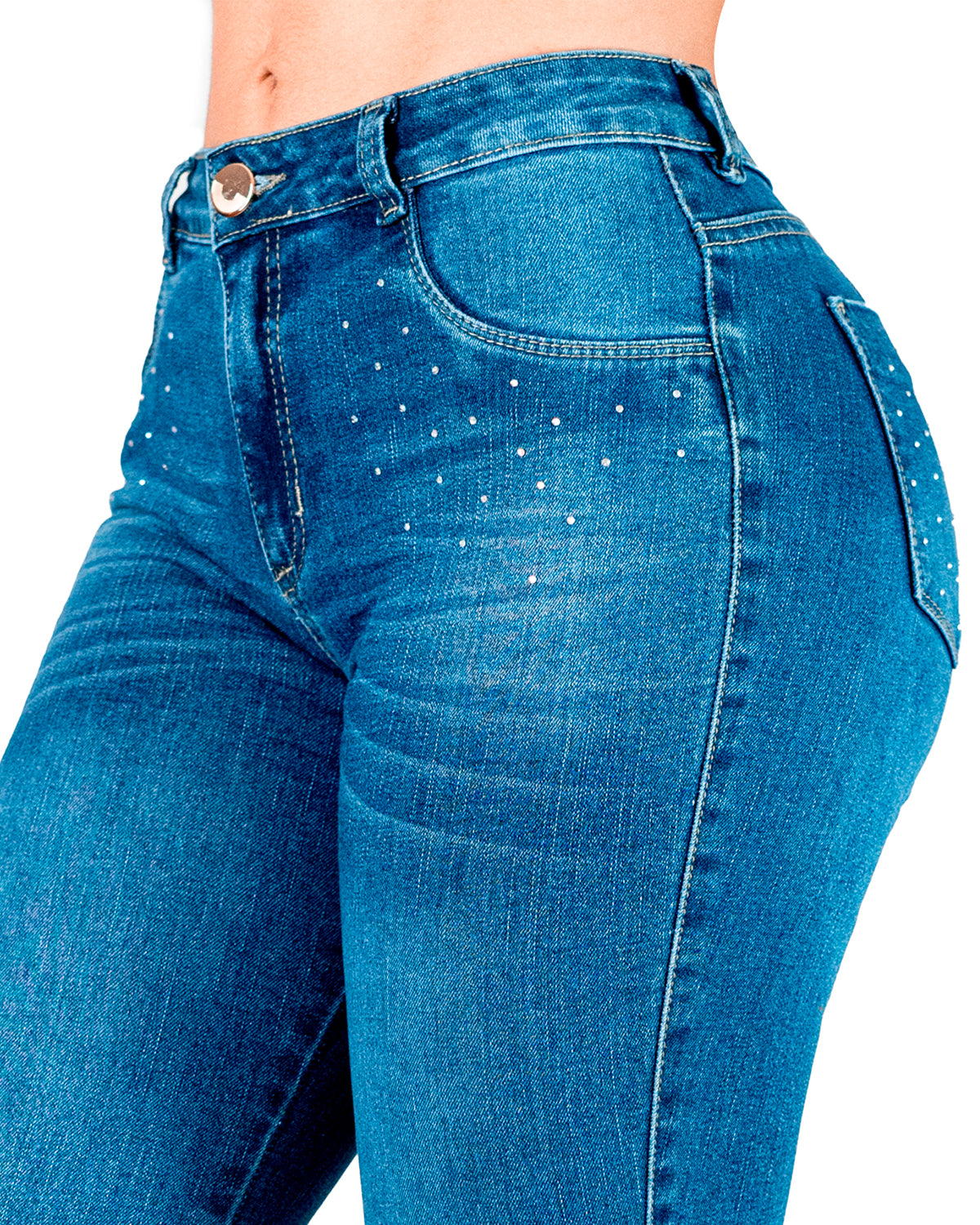 Jeans Skinny Tiro Alto Brillo 152729 - Piel de Ángel