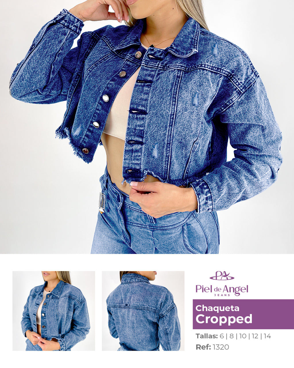 Chaqueta Azul corta 1320 Piel de Ángel