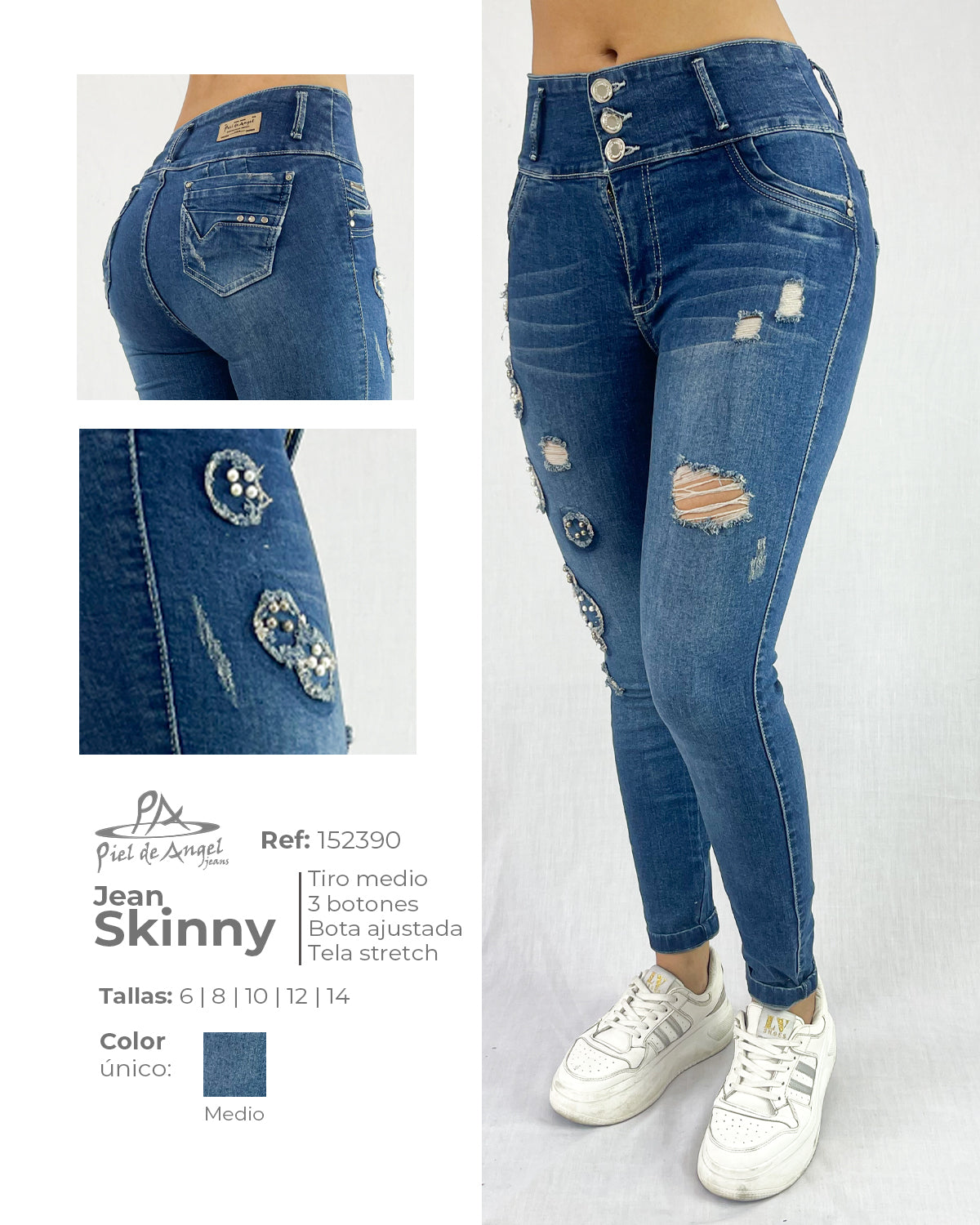 Jeans skinny Detalle perla 152390 Piel de Angel