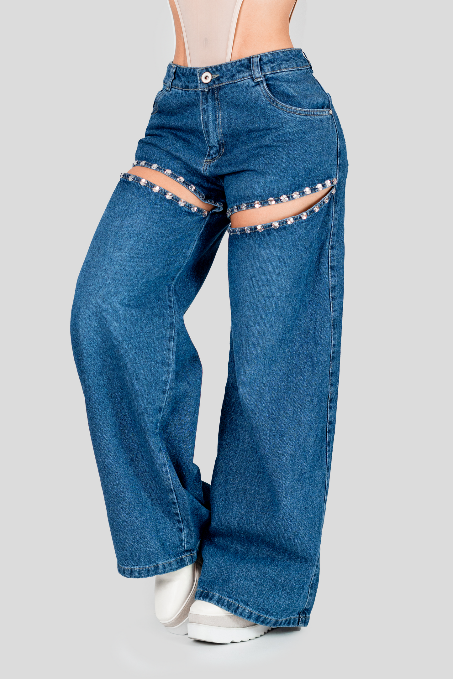 Jeans Wide Leg Tiro Alto 152789 - Piel de Ángel