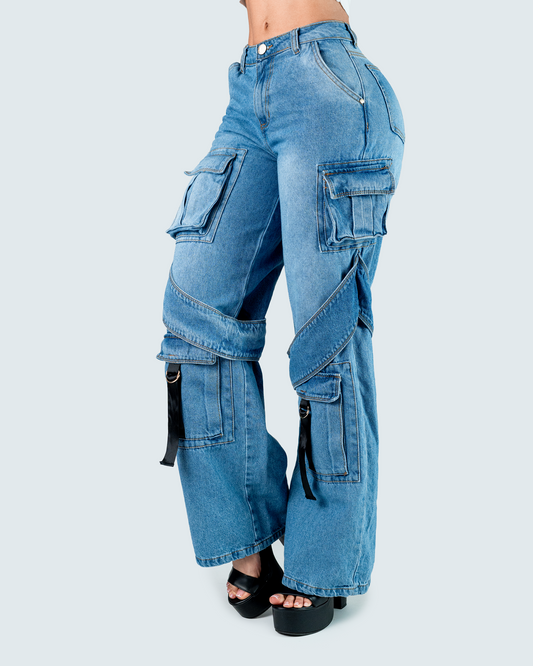 Jeans Cargo Tiro Alto 152742 - Piel de Ángel