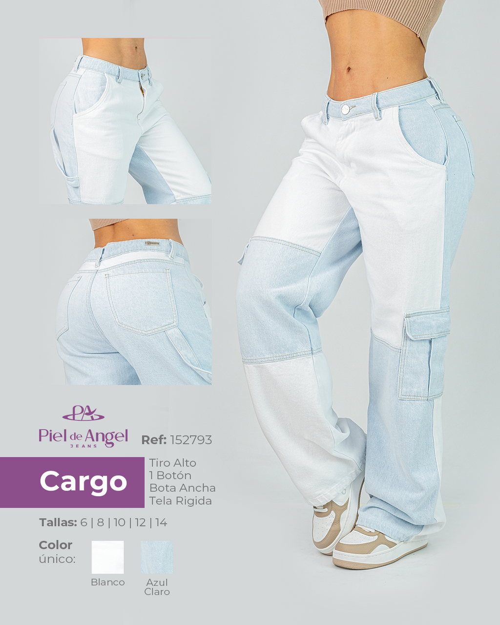 Jeans Cargo Bloques 152793 Piel de Angel