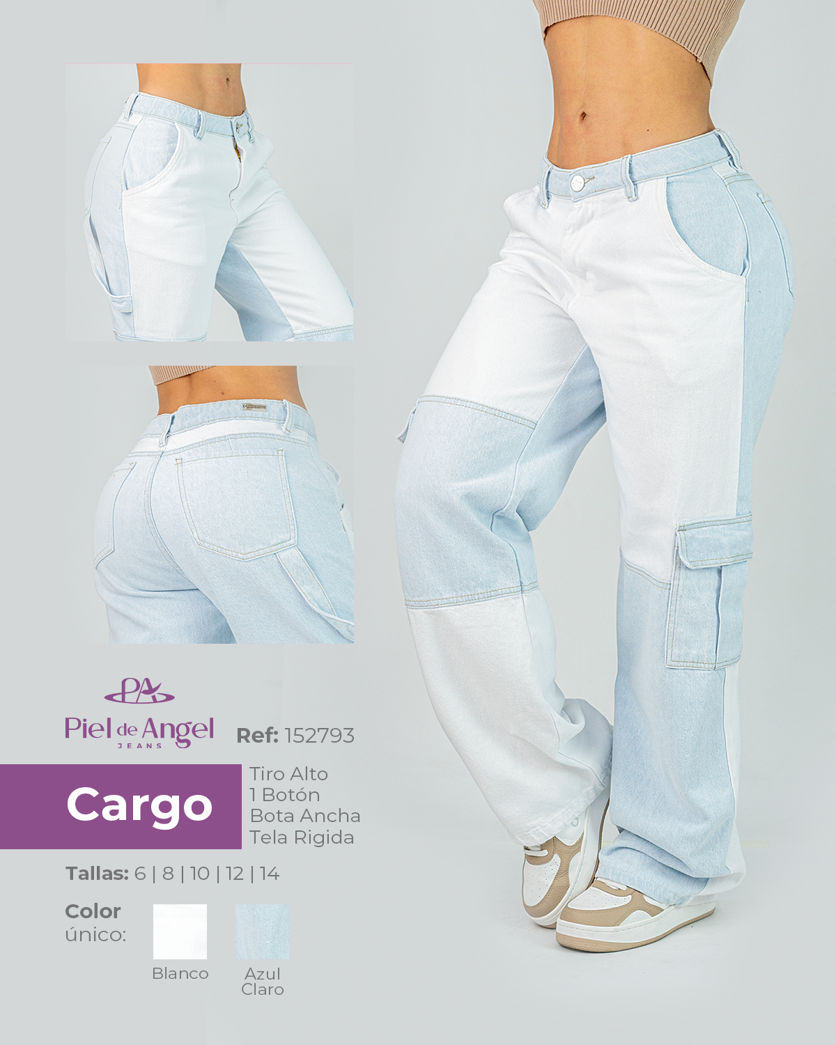 Jeans Cargo Bloques 152793 Piel de Angel