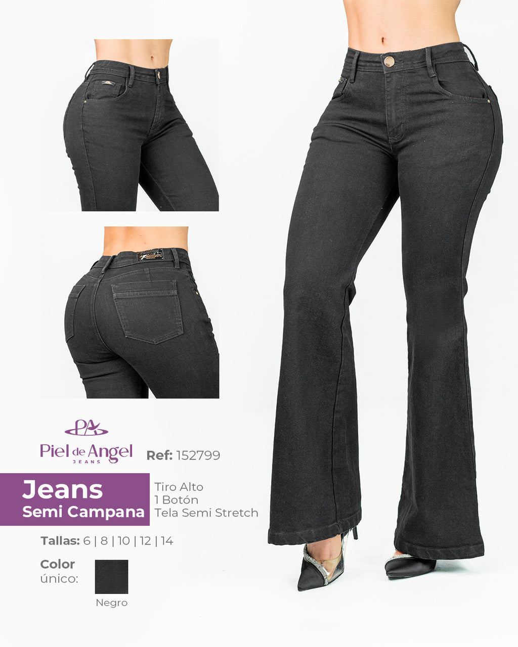 Jeans Semi Campana 152799 - Piel De Ángel