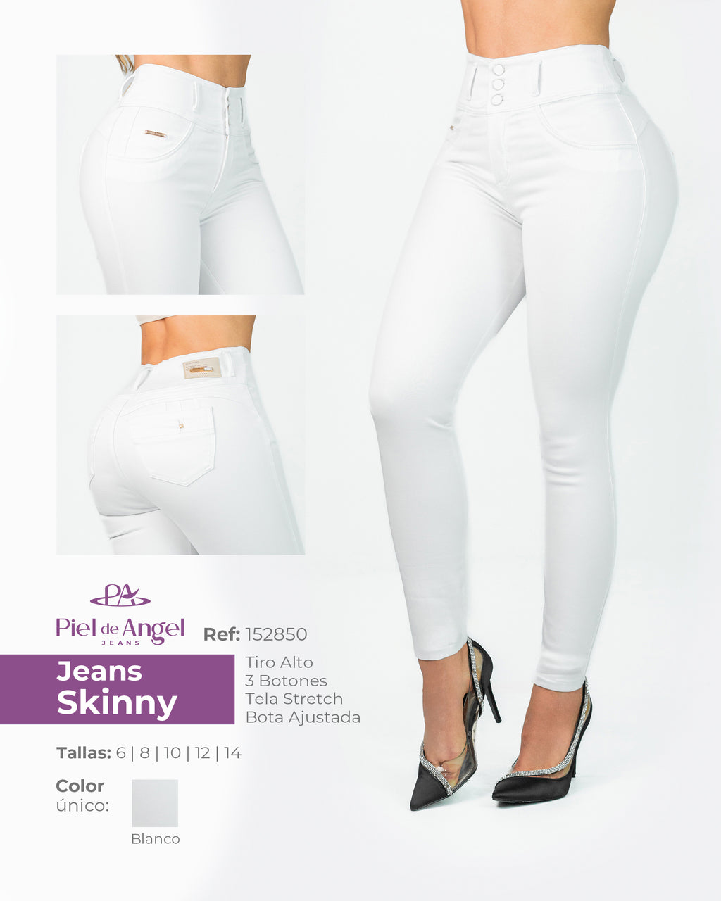 Jeans Skinny Tiro Alto 152850 - Piel De Ángel