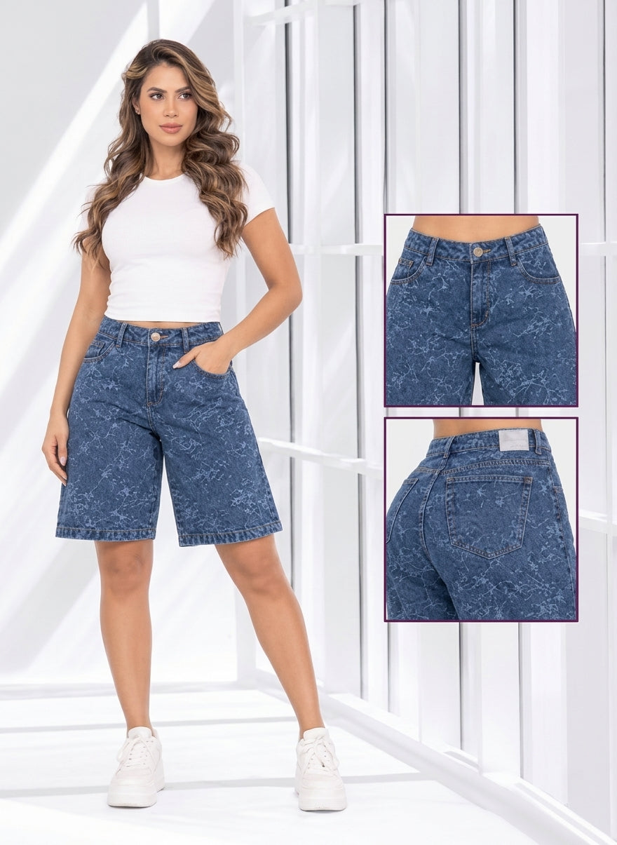 Jeans Bermuda azul medio
