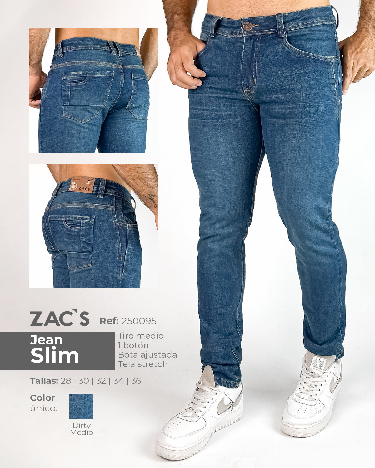 ZAC’S Ref. 250095 – Jean Slim Dirty Medio