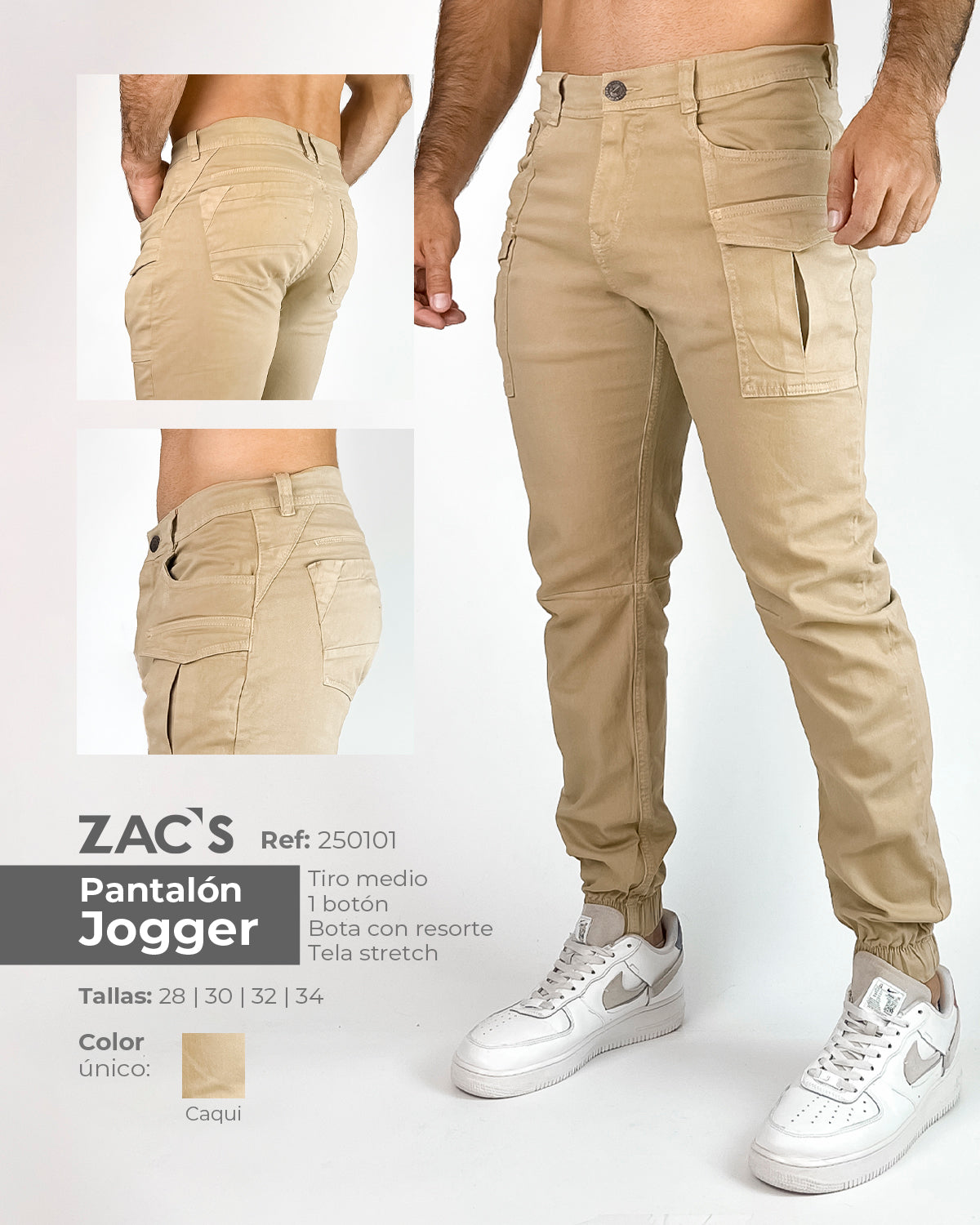 ZAC’S Ref. 250101 – Pantalón Jogger Caqui