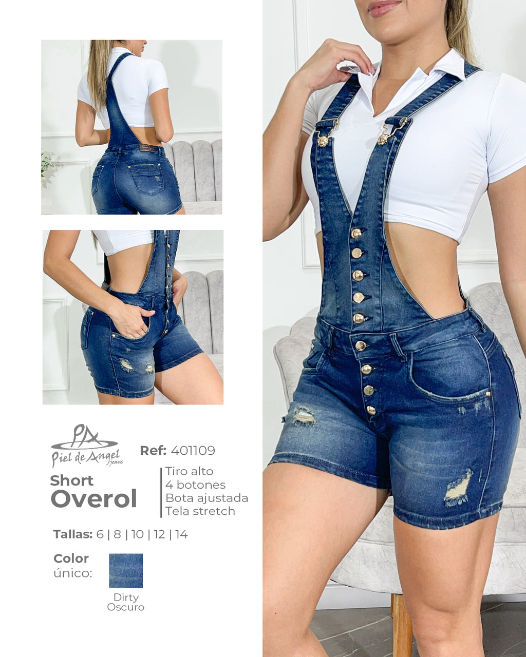 Overol corto 401109 Piel de Angel