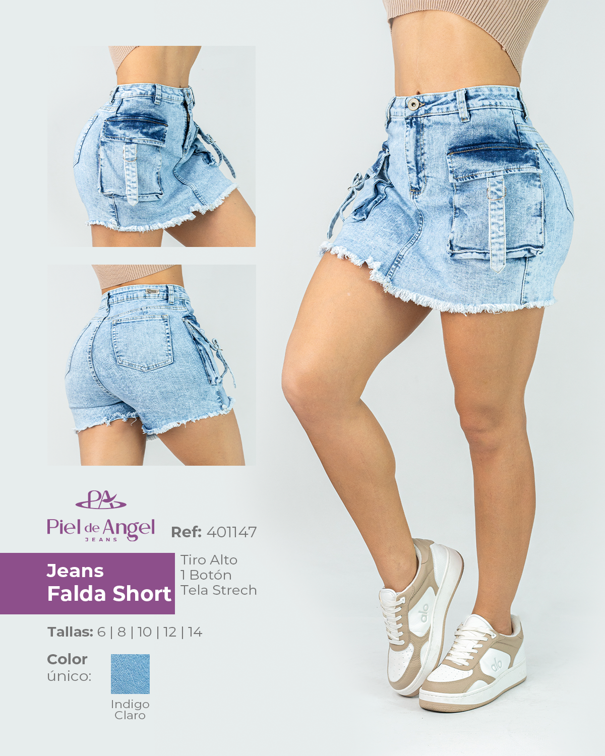 Falda short cargo 401147 Piel de Angel