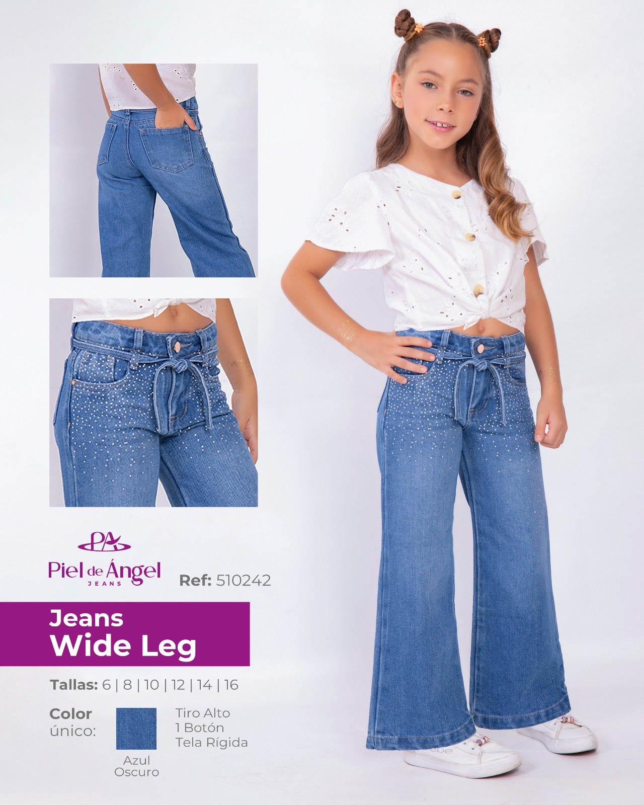 Jeans Wide Leg Azul Oscuro – Ref: 510242