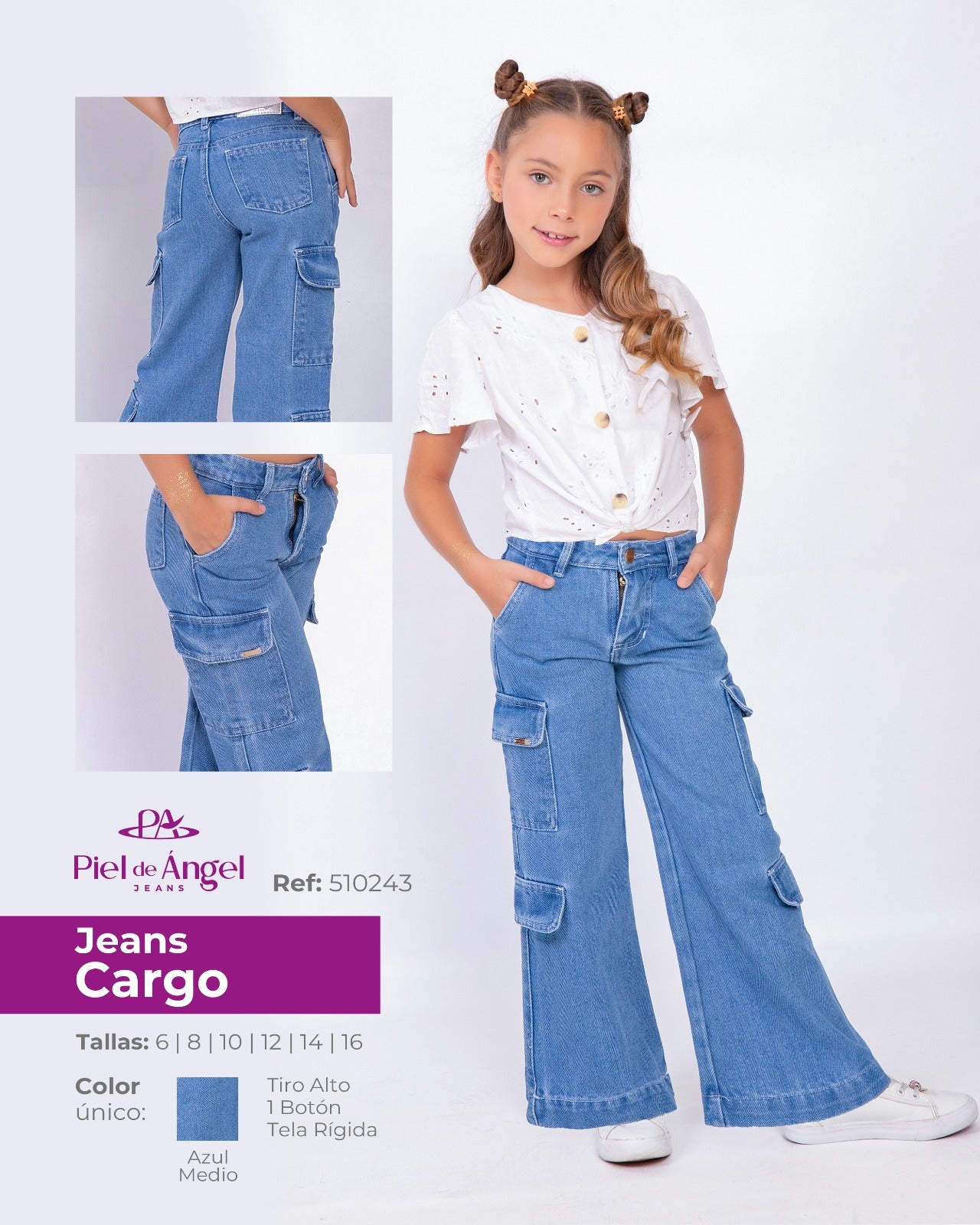 Jeans Cargo Azul Medio – Ref: 510243