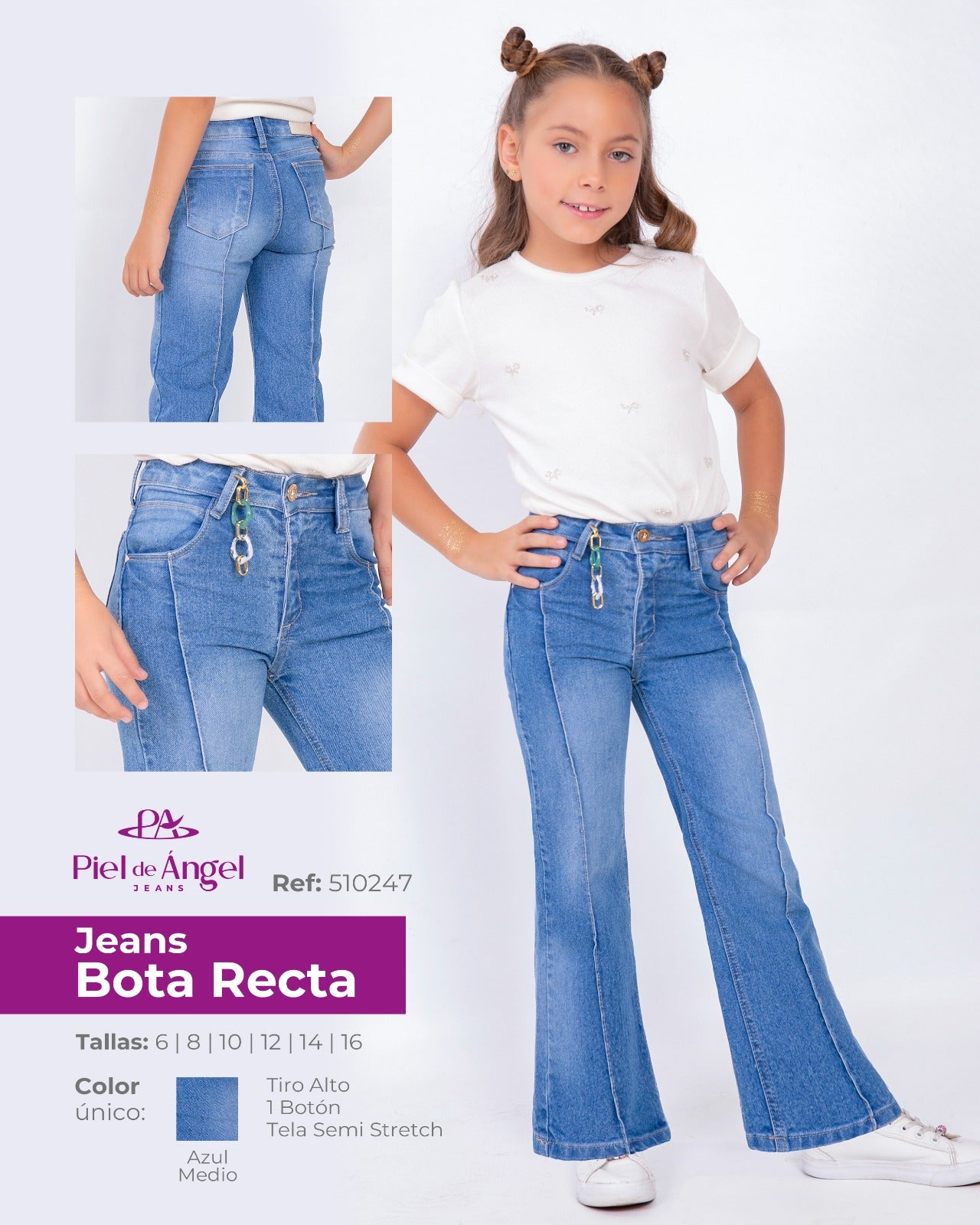 Jeans Bota Recta Azul Medio – Ref: 510247